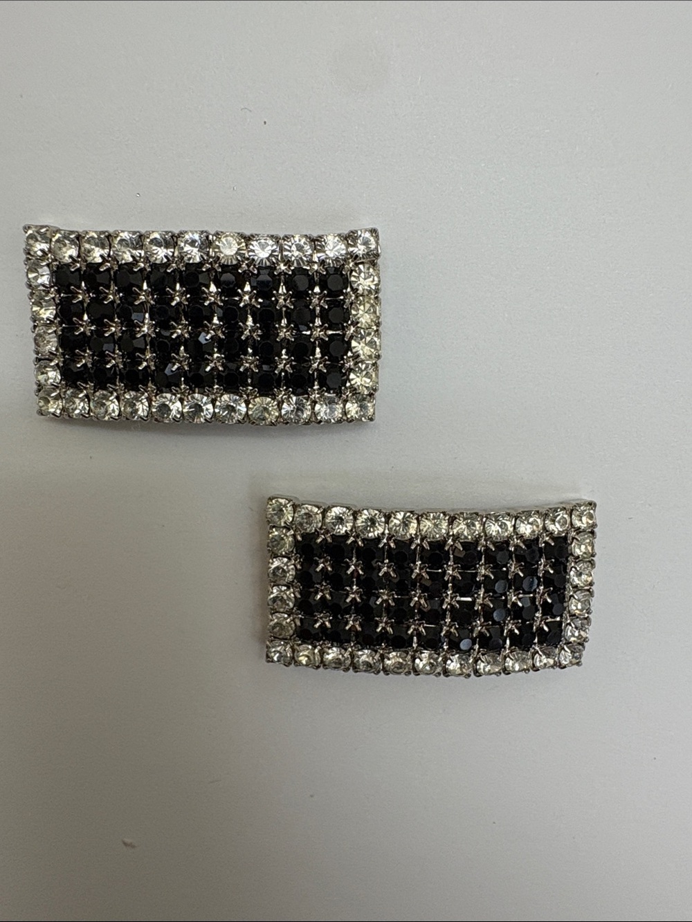 Bluette Made in France Black and Clear Crystal Shoe Clips - Women Jewelry